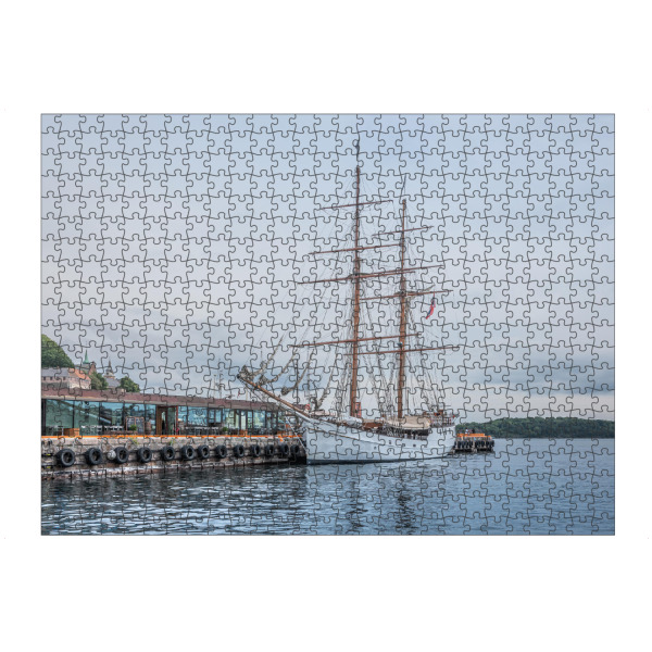 Puzzle Ravensburger "Segelschiff in Oslo" artboxONE - Reise,Reise / Länder - Schiff,Zweimaster,Norwegische küste,Oslofjord,Skandinavien,Norwegen