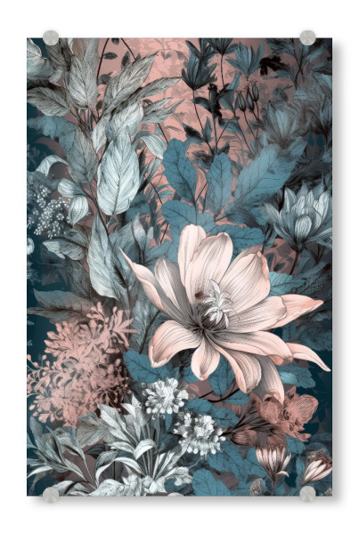 Acrylglasbild "Blüten und Blätter AB" artboxONE - Natur,Floral - Natur,Blumen,Blumen,Botanische,Blätter,Blatt,Blumen,Garten