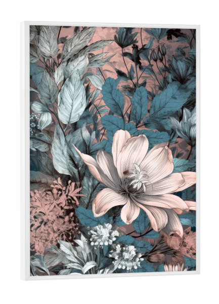 Poster mit weißem Rahmen "Blüten und Blätter AB" artboxONE - Natur,Floral - Natur,Blumen,Blumen,Botanische,Blätter,Blatt,Blumen,Garten