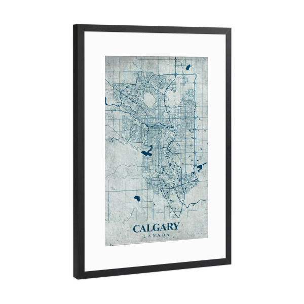 Poster mit Rahmen Schwarz (Metallic) "Calgary Vintage" artboxONE - Städte / Weitere,Kartografie