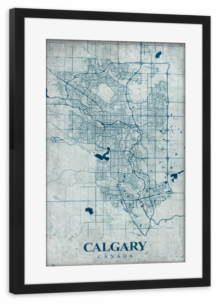 Poster mit Rahmen schwarz "Calgary Vintage" artboxONE - Städte / Weitere,Kartografie
