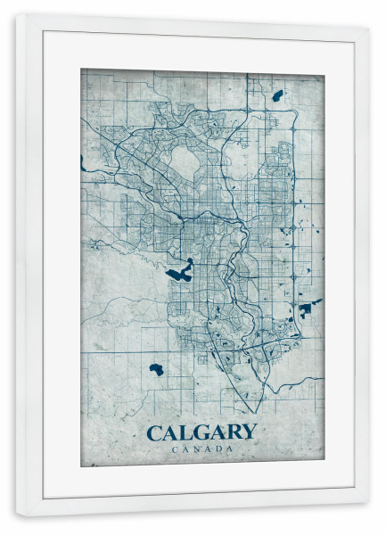 Poster mit Rahmen weiß "Calgary Vintage" artboxONE - Städte / Weitere,Kartografie