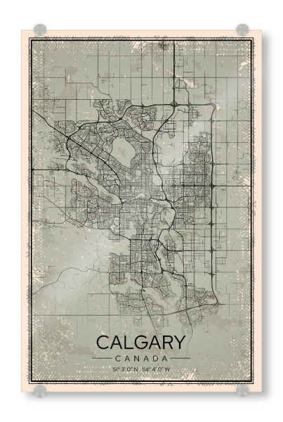 Acrylglasbild "Retro Calgary City" artboxONE - Städte / Weitere,Kartografie