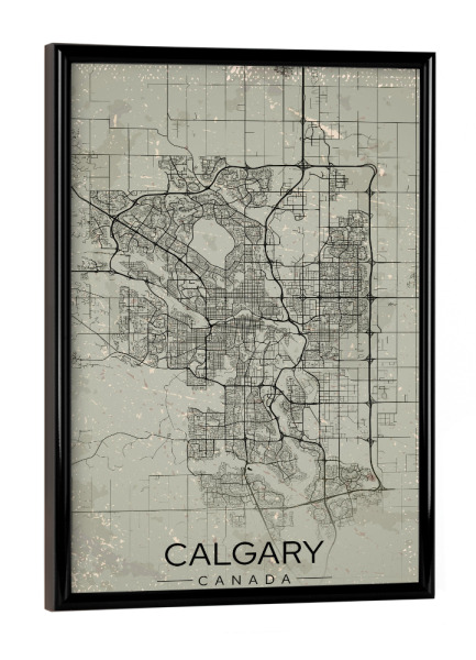 Poster mit schwarzem Rahmen "Retro Calgary City" artboxONE - Städte / Weitere,Kartografie