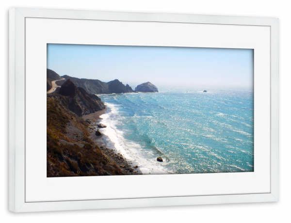 Poster mit Rahmen weiß "Kaliforniens Küstenhighway" artboxONE - Natur,Reise,Reise / Strand und Meer,Reise / Länder
