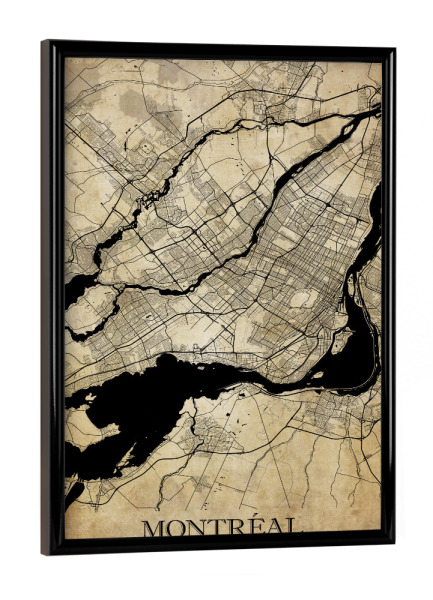 Poster mit schwarzem Rahmen "Montreal Vintage City" artboxONE - Städte / Weitere,Kartografie