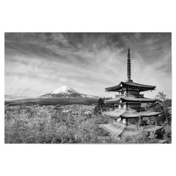 Poster "Monochromer Blick zum Fuji" artboxONE - Natur,Schwarzweiß,Reise / Asien