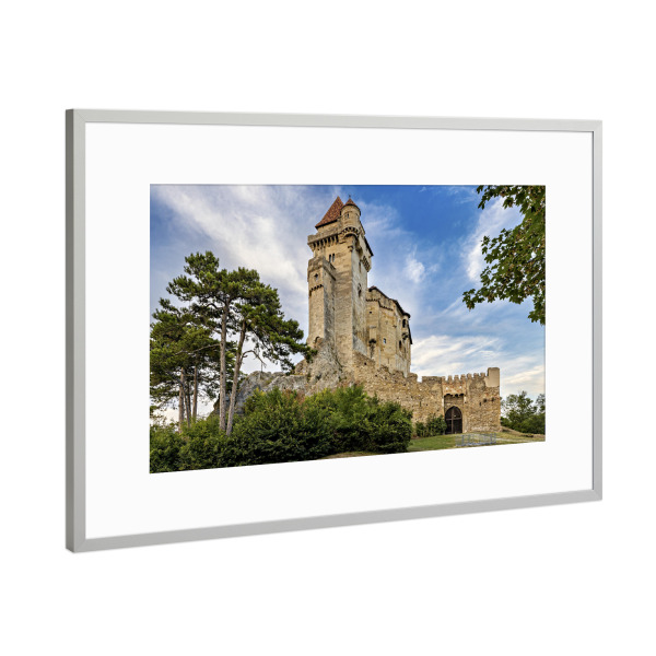 Poster mit Rahmen Silber "Burg Liechtenstein" artboxONE - Architektur