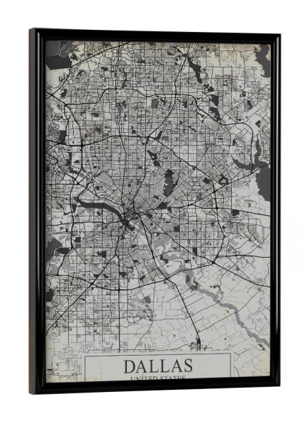 Poster mit schwarzem Rahmen "Dallas Texas Vintage" artboxONE - Städte / Weitere,Kartografie