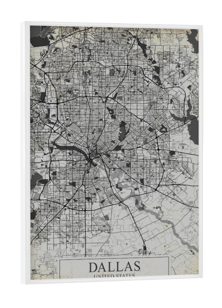 Poster mit weißem Rahmen "Dallas Texas Vintage" artboxONE - Städte / Weitere,Kartografie