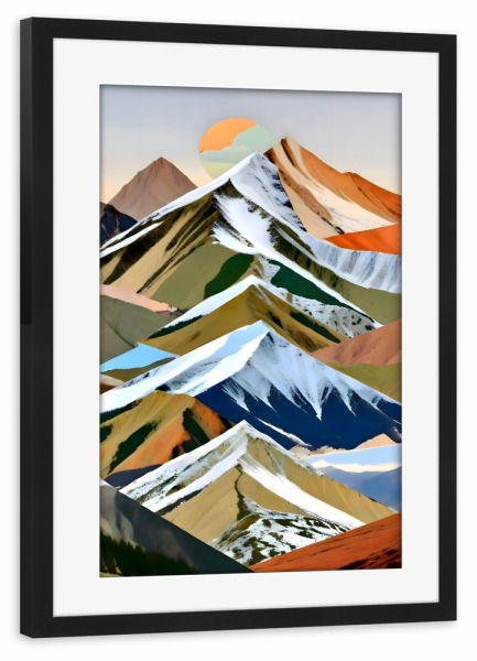 Poster mit Rahmen schwarz "Die großen Gebirgsketten" artboxONE - Natur,Abstrakt