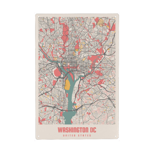 Holzbild "Washington DC Stadt" artboxONE - Städte / Washington,Kartografie