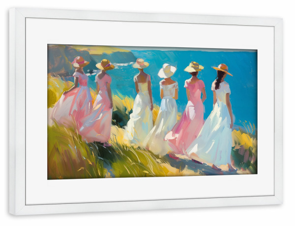 Poster mit Rahmen weiß "Impressionist Women Painting" artboxONE - Natur,Reise,Menschen - Impressionistisch,Malerei,Frauen,Female