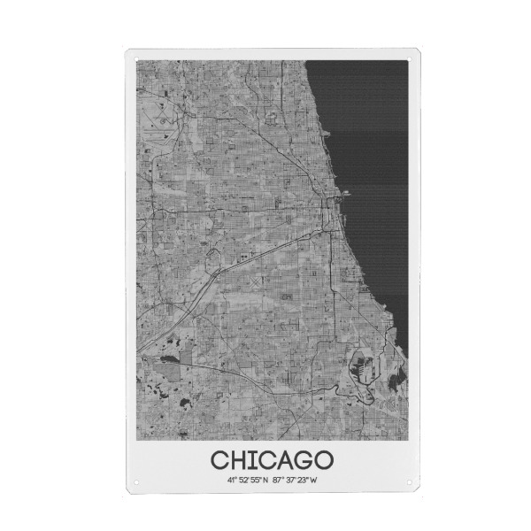 Holzbild "Chicago Bleistift Map" artboxONE - Städte / Chicago