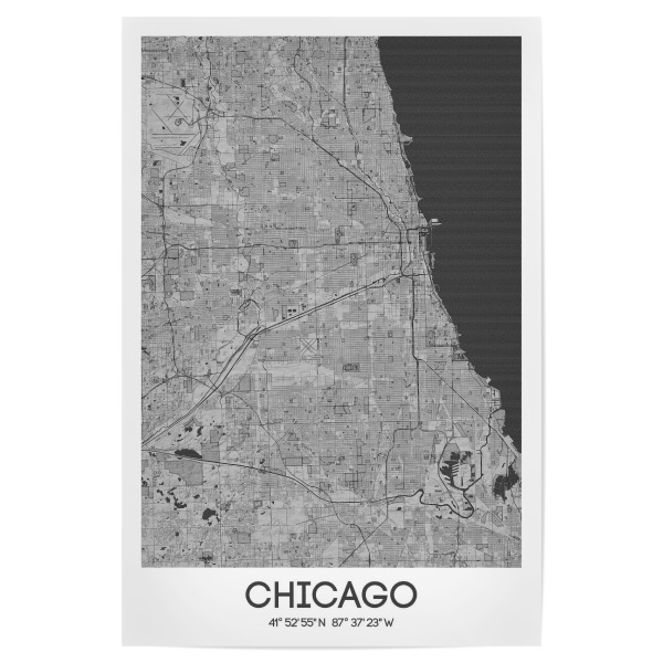 Poster "Chicago Bleistift Map" artboxONE - Städte / Chicago
