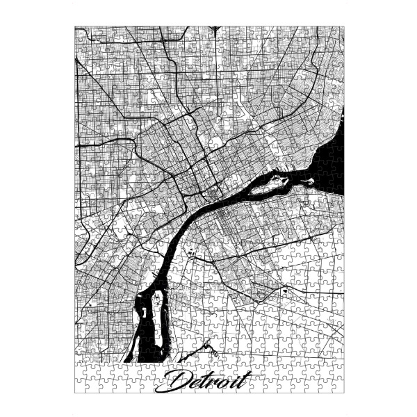 artboxONE Puzzle "City von Detroit" artboxONE - Schwarzweiß,Städte / Weitere,Kartografie