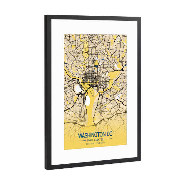 Poster mit Rahmen Schwarz (Metallic) "City von Washington D.C" artboxONE - Städte / Washington,Kartografie