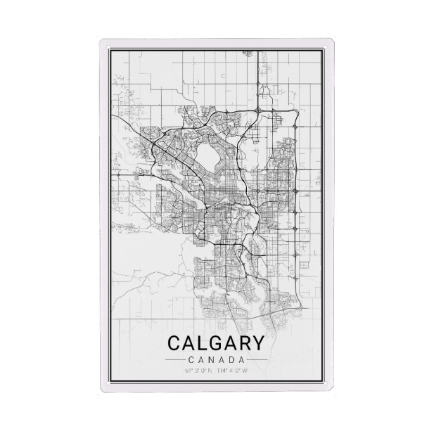 Holzbild "City Calgary Kanada" artboxONE - Schwarzweiß,Städte / Weitere,Kartografie