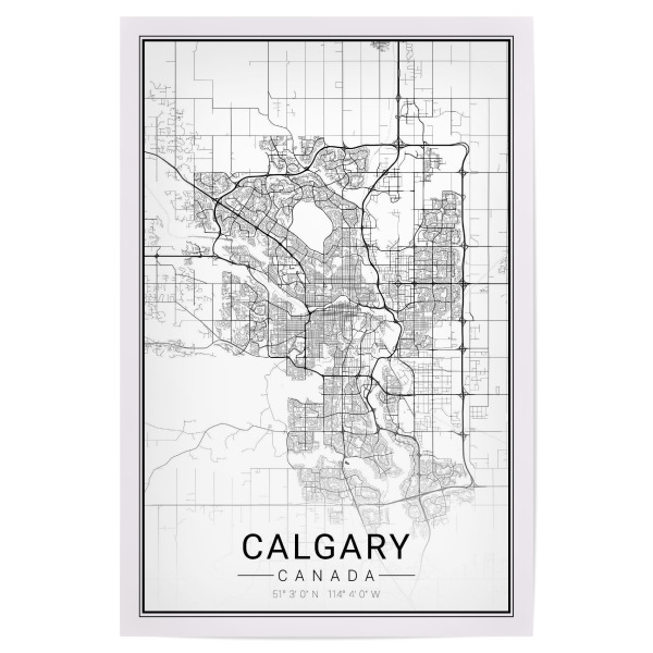 Poster 30x20 cm "City Calgary Kanada" artboxONE - Schwarzweiß,Städte / Weitere,Kartografie