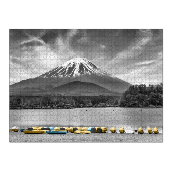 Puzzle Ravensburger "Shoji-See mit majestätischem Fuji" artboxONE - Natur,Schwarzweiß,Reise / Asien