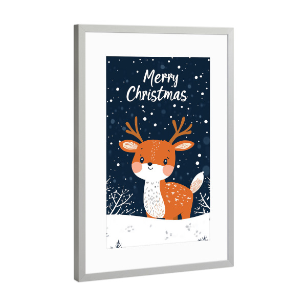 Poster mit Rahmen Silber "Kleiner Rudolph" artboxONE - Typografie,Für Kinder,Tiere,Weihnachten