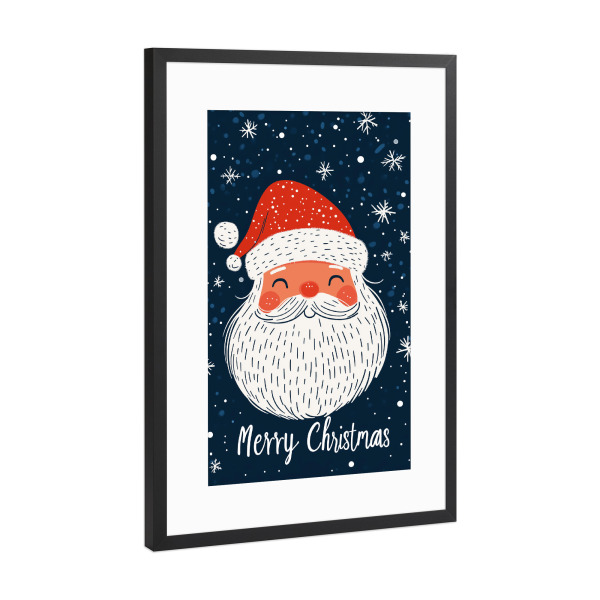 Poster mit Rahmen Schwarz (Metallic) "Weihnachtsmann - Merry Christmas" artboxONE - Typografie,Für Kinder,Weihnachten