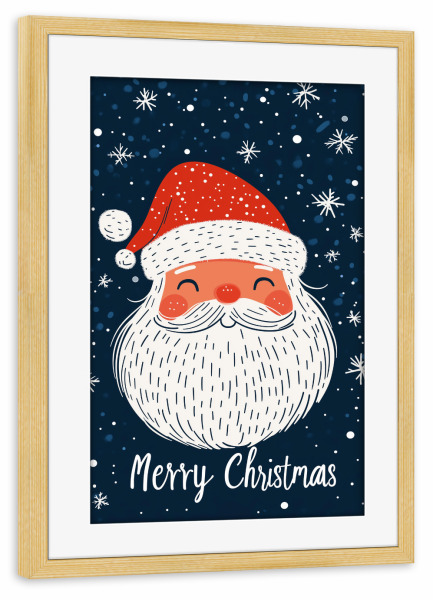 Poster mit Rahmen kiefer "Weihnachtsmann - Merry Christmas" artboxONE - Typografie,Für Kinder,Weihnachten