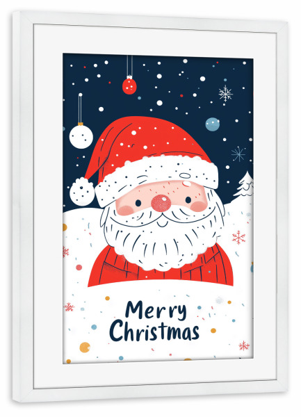 Poster mit Rahmen weiß "Santa Merry Christmas" artboxONE - Typografie,Für Kinder,Weihnachten