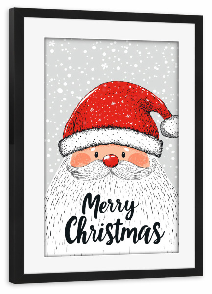 Poster mit Rahmen schwarz "Merry Christmas Santa" artboxONE - Typografie,Für Kinder,Weihnachten