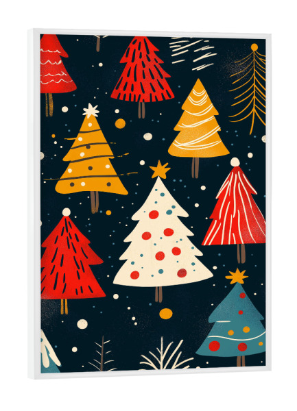 Poster mit weißem Rahmen "Weihnachtsbäume - bunt" artboxONE - Abstrakt,Weihnachten - Tannen,Bunt,Weihnachten,Muster,Pattern,Bäume