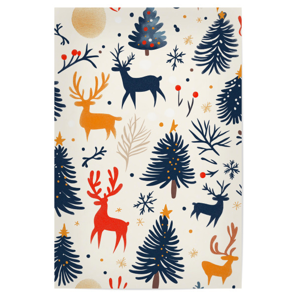 Poster 30x20 cm "Hirsche und Tannen" artboxONE - Für Kinder,Tiere,Abstrakt,Weihnachten - Tannen,Bunt,Weihnachten,Muster,Pattern,Bäume,Hirsche,Rehe