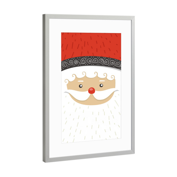 Poster mit Rahmen Silber "Mr. Santa Claus" artboxONE - Für Kinder,Weihnachten - Weihnachtsmann,Nahaufnahme,Illustration,Weihnachten,Bunt,Santa,Claus