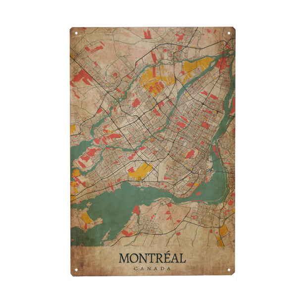 Metall Poster "Retro City Montreal" artboxONE - Städte / Weitere