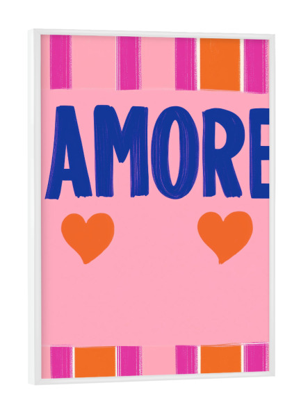 Poster mit weißem Rahmen "Blue Amore" artboxONE - Typografie,Abstrakt,Liebe