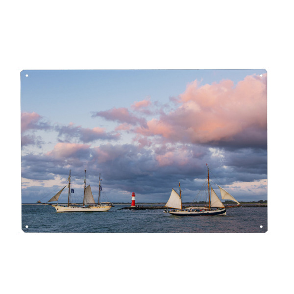 Holzbild "Mole und zwei Windjammer" artboxONE - Natur,Reise,Architektur,Reise / Strand und Meer