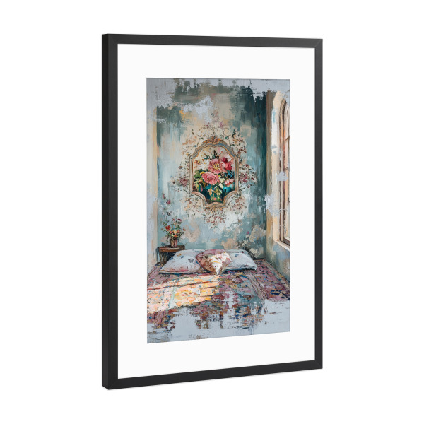 Poster mit Rahmen Schwarz (Metallic) "Boho Kuschel Oase" artboxONE - Natur,Floral,Abstrakt