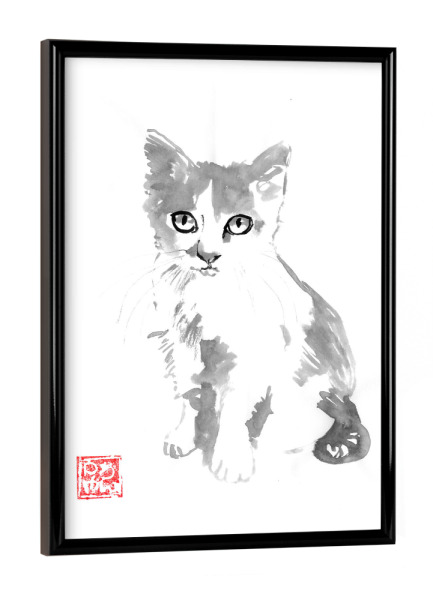 Poster mit schwarzem Rahmen "Little kitty cat" artboxONE - Tiere - Katze,Sumie,Japan