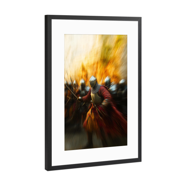Poster mit Rahmen Schwarz (Metallic) "Rote Ritter" artboxONE - Abstrakt,Menschen,Männer
