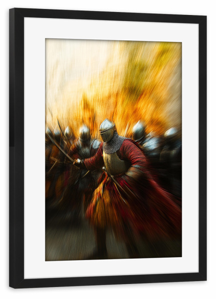 Poster mit Rahmen schwarz "Rote Ritter" artboxONE - Abstrakt,Menschen,Männer