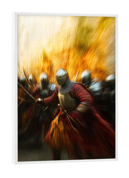 Poster mit weißem Rahmen "Rote Ritter" artboxONE - Abstrakt,Menschen,Männer