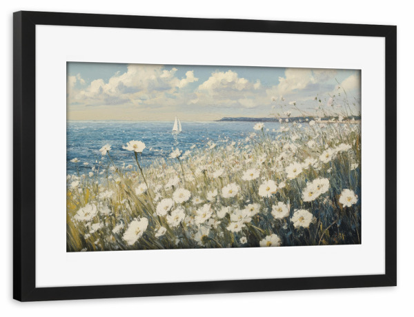 Poster mit Rahmen schwarz "Blühende Blume im Sommer" artboxONE - Natur,Floral,Abstrakt,Reise / Strand und Meer - Blumen,Blumen,Blühend,Strand,Meer
