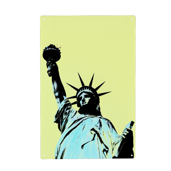 Metall Poster "Pop Art Miss Liberty" artboxONE - Städte / New York,Reise,Architektur,Reise / Länder