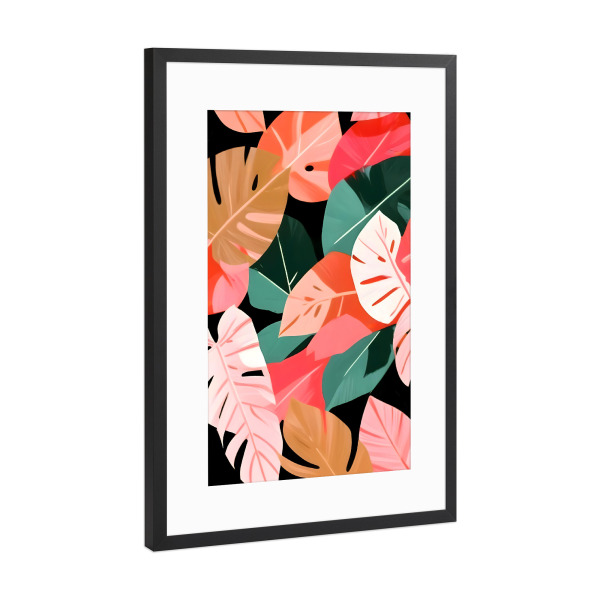 Poster mit Rahmen Schwarz (Metallic) "Zurück zur tropischen Insel" artboxONE - Floral