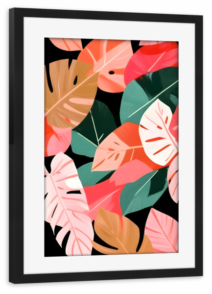 Poster mit Rahmen schwarz "Zurück zur tropischen Insel" artboxONE - Floral