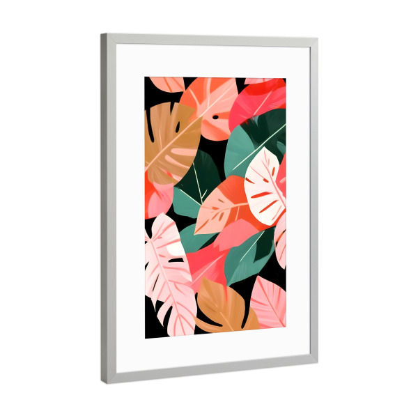 Poster mit Rahmen Silber "Zurück zur tropischen Insel" artboxONE - Floral