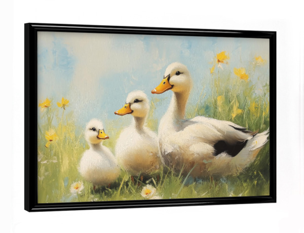 Poster mit schwarzem Rahmen "Enten" artboxONE - Natur,Tiere,Liebe - Ente,Entenfamilie,Familie,Landschaft,Bauernhaus,Nutztier,Bauernhausdekor
