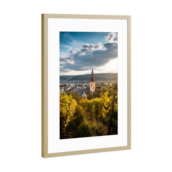 Poster mit Rahmen Gold "Bad Hönningen am Rhein" artboxONE - Städte,Natur,Reise