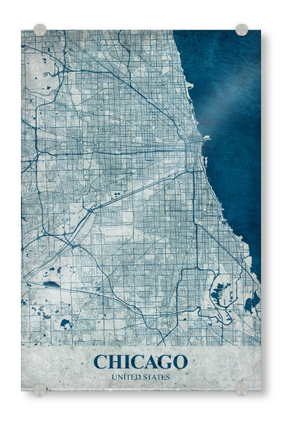 Acrylglasbild "Chicago Vintage" artboxONE - Städte / Chicago,Kartografie