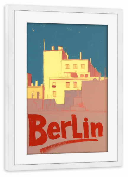 Poster mit Rahmen weiß "Berlin Urban" artboxONE - Städte / Berlin,Typografie,Abstrakt