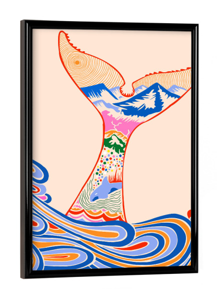 Poster mit schwarzem Rahmen "Fühle mich blau" artboxONE - Tiere,Abstrakt,Unterwasser